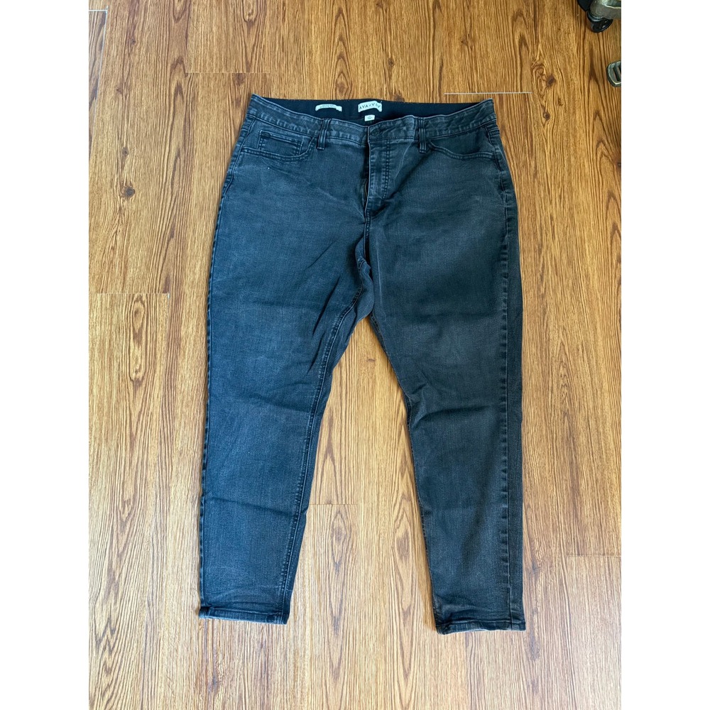 Ava & Viv Womens Plus Size 20 High Rise Skinny Jeans Faded Black Stretch Denim